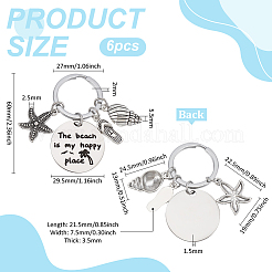 6 шт. застежки для брелка из нержавеющей стали 201 в гавайском стиле&nbsp;STAS-PH0006-84AS