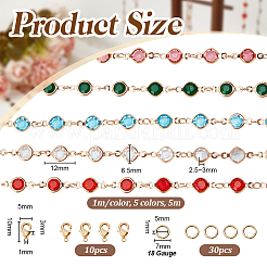 5м 5-х цветные латунные цепочки со стразами&nbsp;CHC-OC0001-02