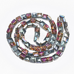 Стеклянные бусины с гальваническим покрытием  EGLA-S176-03-B01