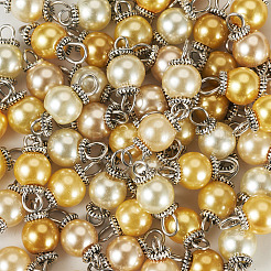 80 шт. 8-х цветные стеклянные перламутровые круглые подвески-соединители PALLOY-TA00262