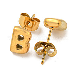 Pendientes de botón de acero inoxidable 304 con letras grandes para mujer&nbsp;EJEW-G386-01B-G