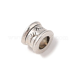チベット風合金ビーズ  カドミウムフリー＆鉛フリー  太陽模様の柱  アンティークシルバー  6x4.5mm  穴：3mm&nbsp;TIBE-Q090-50AS