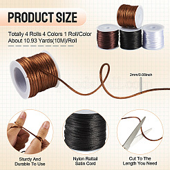 4 Rolle Nylon-Rattail-Satinschnur in 4 Farben&nbsp;NWIR-TA0001-42