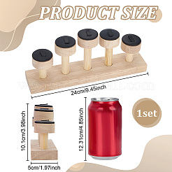 5-слотовый круглый многоярусный органайзер из искусственной кожи с деревянным основанием&nbsp;RDIS-WH0001-39B