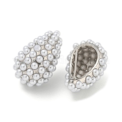 Серьги-гвоздики из латуни и АБС-пластика с имитацией жемчуга EJEW-N055-03D-P-RS