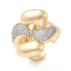 Латунные кольца-манжеты с микропаве и прозрачным цирконием для женщин&nbsp;RJEW-H262-01G