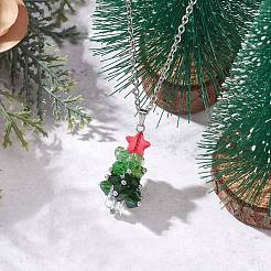 Подвеска в виде звезды из стеклянных бусин на елку NJEW-JN05498