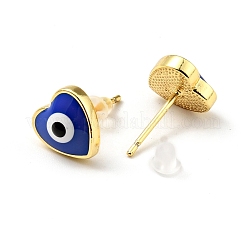 Сердце с дурным глазом серьги-гвоздики с эмалью EJEW-G282-06G