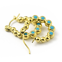 Orecchini a cerchio con perline rotonde in acciaio inossidabile 304 placcati ioni (ip) con smalto per donna&nbsp;EJEW-G293-16B-G