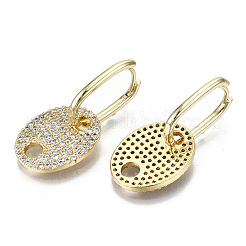 Серьги-кольца Huggie из латуни с прозрачным фианитом и прозрачным фианитом EJEW-N011-44G