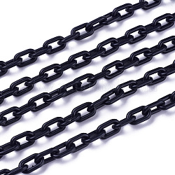 Cadenas de cable de plástico abs, oval, negro, 13.5~14x8x2mm, 14.9 pulgada ~ 15.35 pulgadas (38~39 cm) / hebra