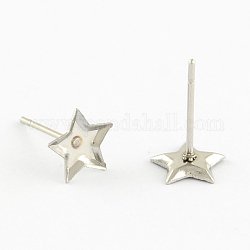 Earring Cabochon Settings 304 Stainless Steel Ear Studs Blank Settings, Stainless Steel Color, Star Tray: 5.5~6x5.5~6mm, 7x7x1.5mm, Pin: 0.7mm
