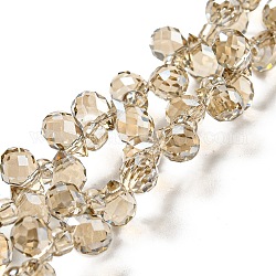 Chapelets de perles en verre transparent électrolytique, perle plaquée lustre, facette, larme, tan, 6x5x5mm, Trou: 0.8mm, Environ 108 pcs/chapelet, 16.14'' (41 cm)