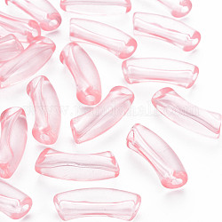 Perles en acrylique transparente, tube incurvé, rose, 36x13.5x11.5mm, Trou: 4mm, environ 148 pcs/500 g
