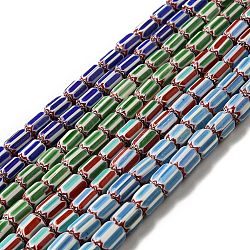Hebras de cuentas de murano estilo chevron hechas a mano, columna, color al azar, 7~9x11~12.5mm, agujero: 1.8 mm, aproximamente 46 pcs / cadena, 25.12'' (63.8 cm)