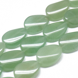 Природные пряди авантюрин зеленый шарик, Twist овальные, 20x15x6~7 мм, отверстие : 1 мм, около 10 шт / нитка, 7.8 дюйм