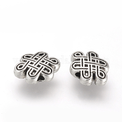 Tibetan Style Alloy Beads, Cadmium Free & Lead Free, Chinese Knot, Antique Silver, 7x10x3.5mm, Hole: 1mm