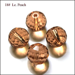 Perles d'imitation cristal autrichien, grade AAA, facetté (128 facettes), ronde, peachpuff, 10mm, Trou: 0.9~1mm