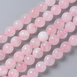 Natürlichen Rosenquarz Perlen Stränge, facettiert, Runde, 12 mm, Bohrung: 1 mm