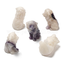 Natural Jade Sculpture Display Decorations, for Home Office Desk, Lion, 33.5~35x19~20.5x21~23mm