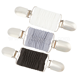 Gorgecraft 4 pièces 4 couleurs polyester chandail élastique pinces châle, Clips de col de cardigan en alliage pour femmes, couleur mixte, 118x32.5x8.5mm, 1 pc / couleur