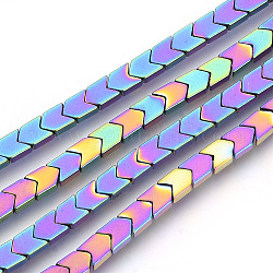 Electroplate non magnetici ematite sintetico fili di perline, Freccia / Chevron, multicolore placcato, 6x4x2mm, Foro: 1 mm, circa 97pcs/filo, 15.7 pollice
