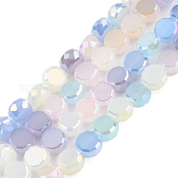 Chapelets de perles en verre électroplaqué, facette, plat rond, chardon, 6x3mm, Trou: 1.4mm, Environ 80 pcs/chapelet, 16.34 pouce ~ 16.93 pouces (41.5~43 cm)