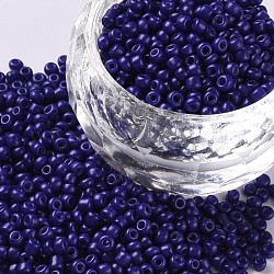 Perles de rocaille en verre, bleu, 12/0, 1.5~2mm, Trou: 0.5~1mm, environ 30000 pcs / sachet 
