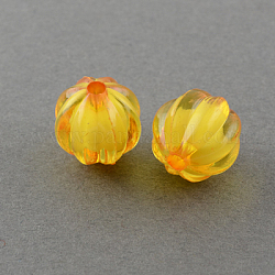 Thème d'automne perles acryliques transparentes, Perle en bourrelet, ronde, citrouille, verge d'or, 10mm, Trou: 2mm, environ 1100 pcs/500 g
