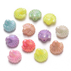 Opake Legierung Perlen, ab Farbe plattiert, Jakobsmuschelschale, Mischfarbe, 14x14x6.5 mm, Bohrung: 1.8 mm, ca. 1400 Stk. / 500 g
