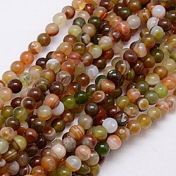 Round Dyed Natural Striped Agate/Banded Agate Beads Strands, Mixed Color, 6mm, Hole: 1mm, about 62pcs/strand, 14.8inch