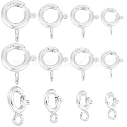 Beebeecraft 12 pz 4 stili 925 fermagli per anelli a molla in argento sterling, anello, con 925 francobollo, argento, 7~11.5x6~9.5x1~2mm, Foro: 1.5~2 mm, 3pcs / style