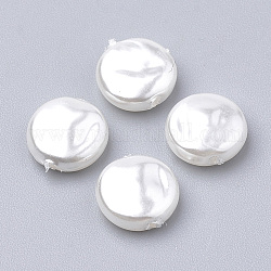 Eco-Friendly Plastic Imitation Pearl Beads, High Luster, Grade A, Flat Round, White, 8x3mm, Hole: 0.8mm