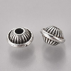 Séparateurs perles en alliage de style tibétain, Sans cadmium & sans nickel & sans plomb, Toupie, argent antique, 7x5mm, Trou: 1.5mm