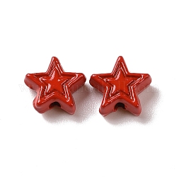 Spruzzare perline in lega verniciati, stella, rosso scuro, 7x7.5x3.2mm, Foro: 1.2 mm