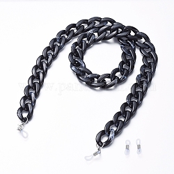 Eyeglasses Chains, Neck Strap for Eyeglasses, with Acrylic Curb Chains, 304 Stainless Steel Lobster Claw Clasps and  Rubber Loop Ends, Black, 30.7 inch(78cm)