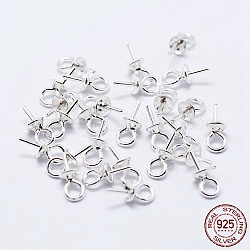 925 pin ciondoli in argento sterling perla tazza cauzione, per mezzo forato perle, argento, 7x3mm, Foro: 1.5 mm, ago :0.6mm