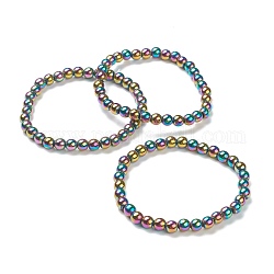 Synthetische magnetische Hämatit Perlen Stretch-Armbänder, Runde, Perlen: 6~6.5 mm, Innendurchmesser: 2-1/4 Zoll (5.55 cm)