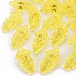 Cuentas de acrílico transparentes con tema de otoño, violado, amarillo, 46x27x16.5mm, agujero: 3.5 mm, aproximamente 101 unidades / 500 g
