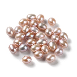 Natur kultivierten Süßwasser Perlen, Hälfte gebohrt, Reis, Klasse 5a+, rosigbraun, 9~12x8~9 mm, Bohrung: 0.9 mm