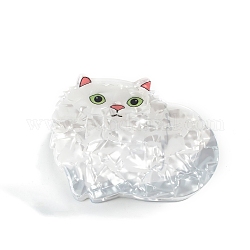 Katzenförmige PVC-Klauenhaarspangen, für Mädchen, Frauen, dickes Haar, weiß, 43x81x44 mm