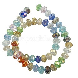 Glass Beads Strands, Rondelle, AB Color Plated, Colorful, about 8mm in diameter, 5mm thick, hole: 1mm, about 70pcs/strand, 16inch