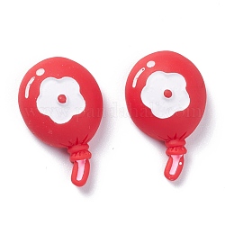 Undurchsichtigen Cabochons, Ballon mit Blume, rot, 27x17x10 mm