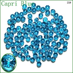 Imitazione branelli di cristallo austriaco, grado aaa, sfaccettato, rondelle, dodger blu, 4x3mm, Foro: 0.7~0.9 mm