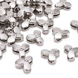 Letter Slider Beads for Watch Band Bracelet Making, Platinum Plated Alloy Crystal Rhinestone Slide Charms, Cadmium Free & Nickel Free & Lead Free, Letter.Y, 11~13x9~11.5x4~5mm, Hole: 7.5~8x1mm