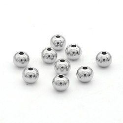 201 Stainless Steel Beads, Round, Stainless Steel Color, 6x5mm, Hole: 1.6mm