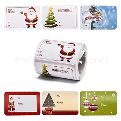 Рождественские наклейки, 6 декоративных уплотнительных наклеек различных дизайнов, для рождественской вечеринки, праздничные украшения, Рождественский тематический паттерн, 75x50 мм, о 250шт / рулон