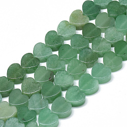 Chapelets de perle verte d'aventurine naturel, cœur, 10x10x5mm, Trou: 1.5mm, Environ 40 pcs/chapelet, 14.5 pouce