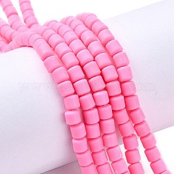Handmade Polymer Clay Bead Strands, Column, Hot Pink, 6.5x6mm, Hole: 1.2mm, about 61pcs/strand, 15.75 inch(40cm)