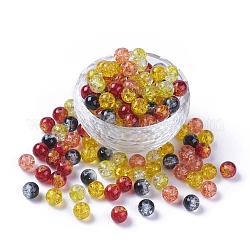 Perline di vetro crackle verniciate a spruzzo 5 colore verniciato, tondo, colore misto, 8mm, Foro: 1.3~1.6 mm